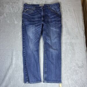 Ariat M4 Relaxed Fit Boot Cut Jeans Mens 40x32 (Fits 40x32) Thick Stitch FLAW